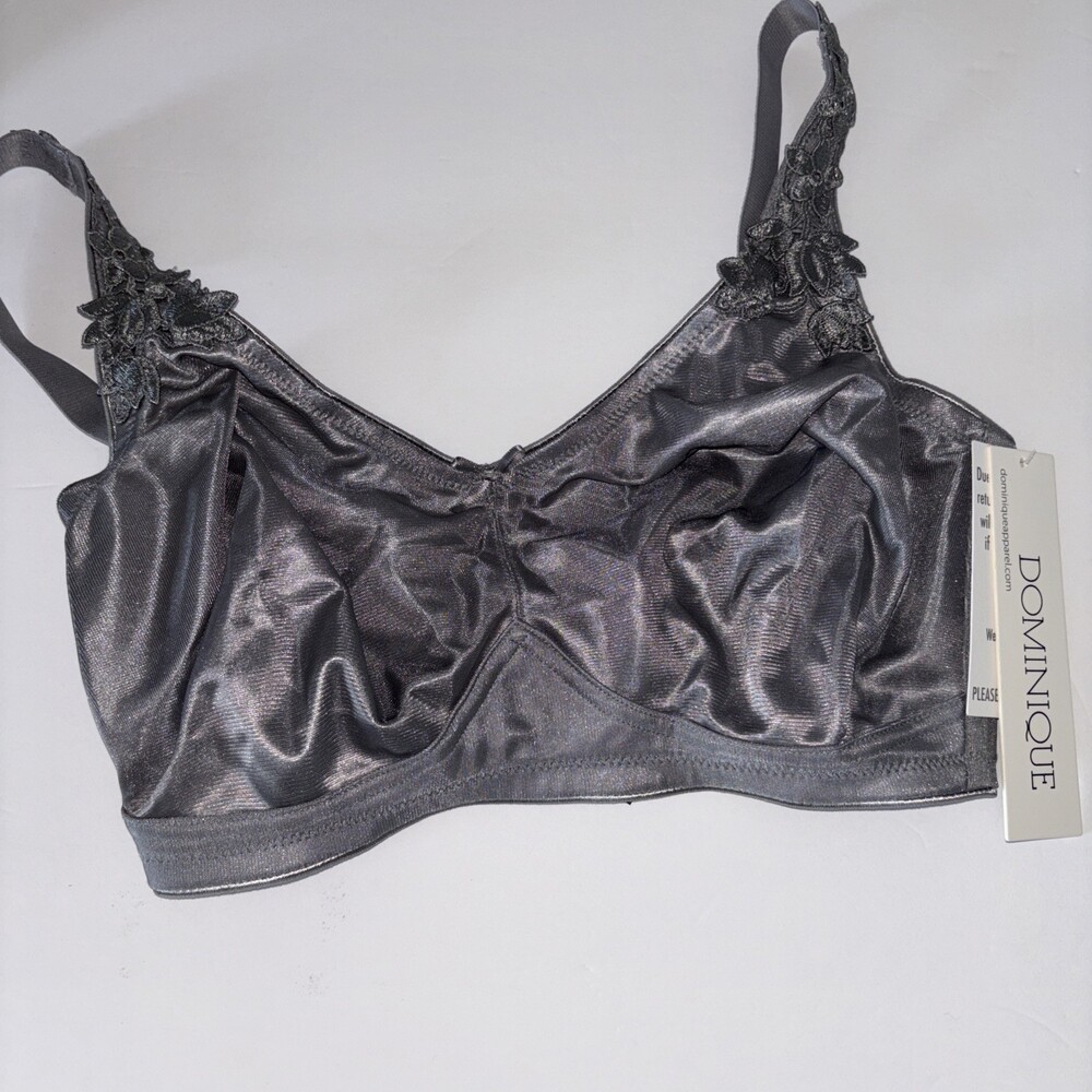 Dominique No Wire full bust Grey Smoke Minimizer Bra 32G New